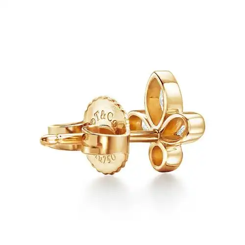 蒂芙尼 tiffany fleur de lis系列18k金镶嵌钻石四叶草耳钉 67281950