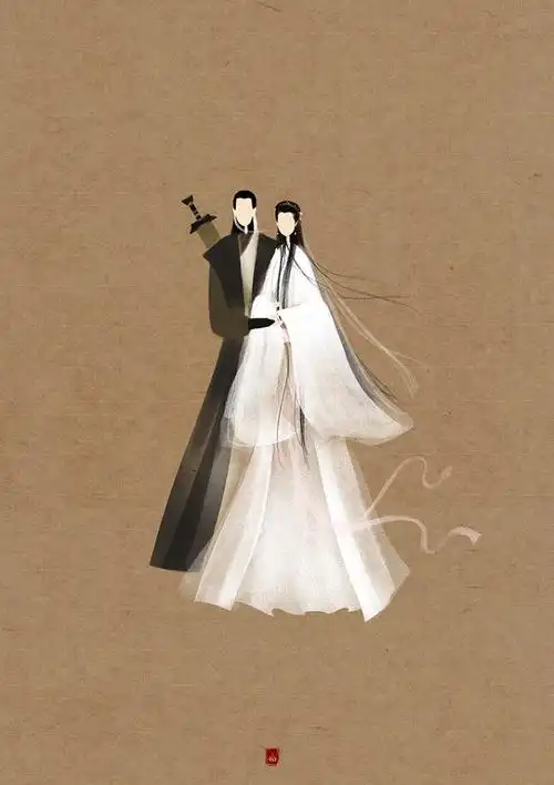 手绘插画漫画呼葱觅蒜无脸古风图集神雕侠侣杨过小龙女