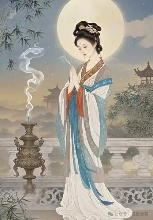 工笔素材|貂蝉拜月