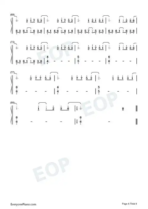 潮汐 natural-完美独奏谱-蓝色的海底远山的风景-抖音双手简谱预览4