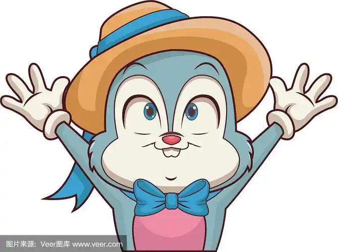 带着帽子和蝴蝶结的兔子卡通形象