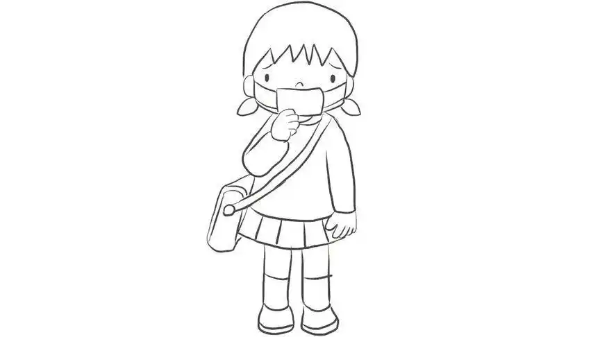 戴口罩的小女孩简笔画简单又好画