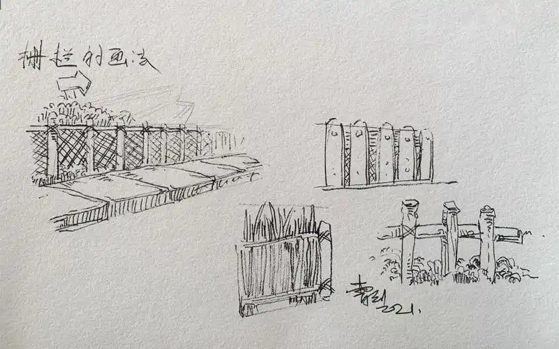栅栏怎么画?风景速写入门必备,钢笔画篱笆画法